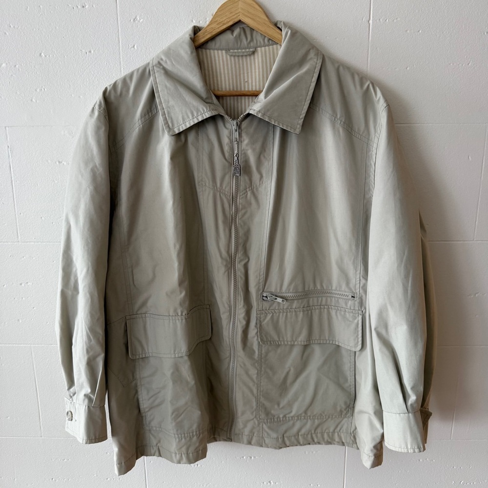 London Fog | Beige Spring Zip Jacket | Classic Lightweight Coat | Size XL